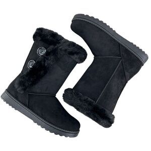 Women’s Black Cozy Abigail Faux-Fur Winter Boots Size 10